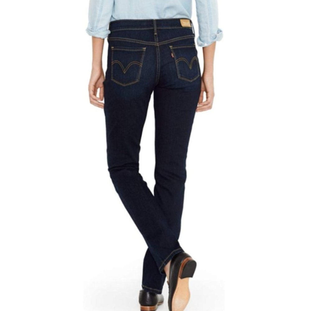 Women's Dark Blue Slim Straight Jeans